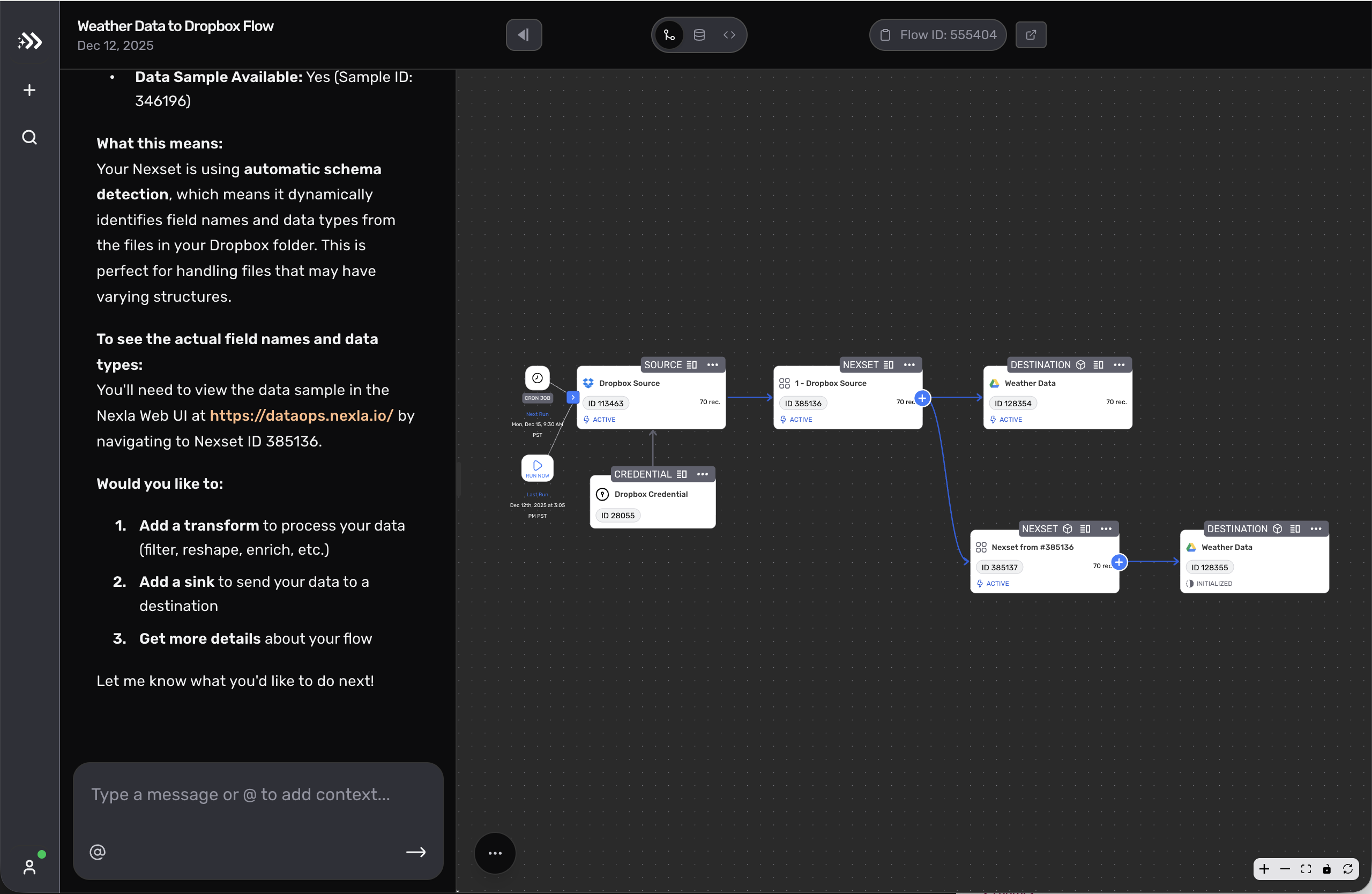 Express.Dev flow canvas in dark mode