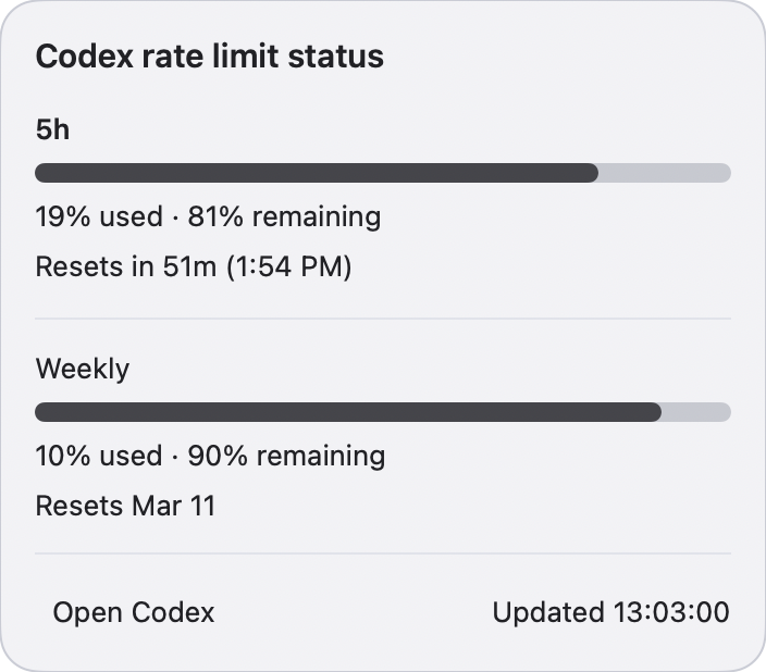 Normal light mode status popover